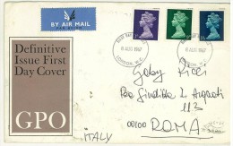 INGHILTERRA - ANNO 1967 - FDC - DEFINITIVE ISSUE FIRST DA COVER - GPO - LONDON - BY AIR MAIL - ROMA - PER GABY RICCI - - Marcophilie