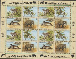 O) 1994 UNITED NATIONS - VIENNA, ANIMALS IN DANGER OF EXTINCTION, TIGRILLO, BIRD, SEAL, ELEPHANT, MINI SHEET MNH - Andere & Zonder Classificatie