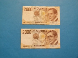 2000 LIRE   LOT DE 2 BILLETS - 2000 Liras