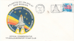 SPACE -  USA -  1998 - ATANTIS / GIBSON/MILLANE/ROSS/SHEPHERF/GARDNER SPECIAL COVER WITH KENNEDY SPACE CENTRE POSTMARK - Etats-Unis