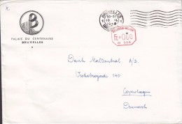 Belgium PALAIS DEU CENTENNAIRE, BRUXELLES 1948 Stampless Cover Lettre B566 Red Octagonal Cds. To Denmark - Other & Unclassified