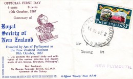New Zealand- Commemorative Cover For Centenary Of Royal Society Of New Zealand [New Plymouth 14.12.1967] Posted Intown - Briefe U. Dokumente