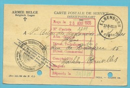 Kaart DIENSTPOSTKAART / ARMEE BELGE Met Stempel ELSENBORN Op 27/8/35 - Lettres & Documents