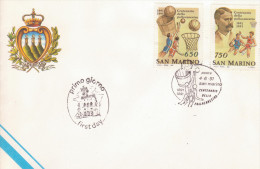 18-San Marino-1991-Centenario Pallacanestro-Sport-F.D.C.con Annullo Speciale - Cartas & Documentos