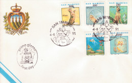 19-San Marino-1991-Animali-F.D.C.con Annullo Speciale - Cartas & Documentos
