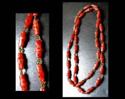 Long Collier Sautoir Abricot Ann 60-70 / Vintage Long  103 Cm Plastic Necklace - Colliers/Chaînes