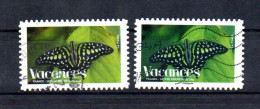 ADHESIF TIMBRE PAPILLON N°166 OBLITERE DU CARNET VACANCES VERT 2008 TEINTE DIFFERENTE - Used Stamps