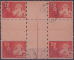 1943-41 CUBA REPUBLICA. 1943. Ed.362 2c RETIRO DE COMUNICACIONES. CENTER OF SHEET. CENTRO DE HOJA. CANCEL. - Oblitérés