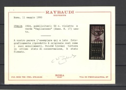 REGNO 1924 PUBBLICITARIO 50 C.TAGLIACOZZO ANNULLATO OTTIMO STATO CERT. RAYBAUDI - Reklame