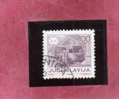 JUGOSLAVIA YUGOSLAVIA 1986 LA LE POSTE POST MAIL 100d, Postman, Mail Van 100 DIN. USATO USED OBLITERE´ - Oblitérés