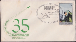 1974-CE-3 CUBA 1974. SPECIAL CANCEL. 35 ANIV COHETE POSTAL. POSTAL ROCKET. - Cartas & Documentos