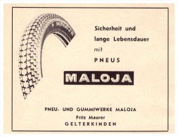 Werbung / Reklame - Pneu- Und Gummiwerk In Gelterkinden 1961 , Fritz Maurer , Maloja - Reifen , Anzeige !!! - Gelterkinden