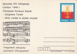 LONDON'48 OLYMPIC GAMES,OLYMPIC SYMPHONY, PC STATIONERY, ENTIER POSTAL, 1980, POLAND - Summer 1948: London