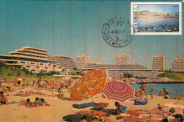 TOURISM, OLIMP- HOTELS, BEACH, CM, MAXICARD, CARTES MAXIMUM, 1983, ROMANIA - Hôtellerie - Horeca