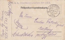 WARFIELD POSTCARD, BATTALIO 1/63, POST OFFICE NR 294, WW1, CENSORED, 1916, HUNGARY - Covers & Documents