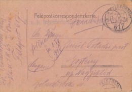 WARFIELD POSTCARD, BATTALION 1/63, POST OFFICE NR 617, WW1, CENSORED, 1918, HUNGARY - Lettres & Documents