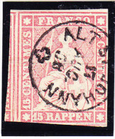 Heimat SG Alt St. Johann 17.8.1858 Fingerhutstempel Auf 15Rp. Strubel #24B - Used Stamps