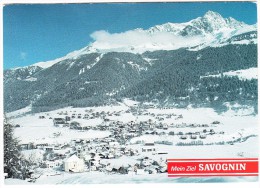 Savognin , 1200 M. ü. M. - Im Hintergrund Der 'Hausberg' Piz Michél  (3158 M) - Savognin