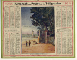 CALENDRIER  DES POSTES      1938  (le Phare De Ville Es Martin Pres St Nazaire ) - Grand Format : 1921-40