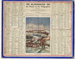 CALENDRIER  DES POSTES   1942 Apres Midi D Hiver (carte Des Chemins De Fer) - Grand Format : 1941-60