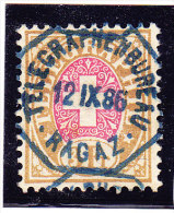 Heimat SG RAGAZ Telegraphenbüro 12.9.1886 Blau Auf 3Fr. Telegraphen Marke #18 - Telegraph