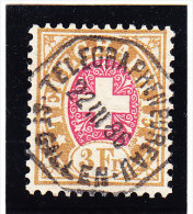 Heimat SG ST GALLEN Telegraphenbureau 22.3.1886 Auf  3Fr. Telegraphen Marke #18 - Telegraafzegels
