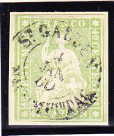 Heimat SG St. Gallen 4.1.1860 2-Kreis-Stempel Auf 40Rp. Strubel #26C - Usati