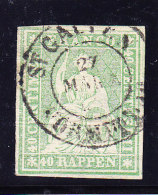 Heimat SG ST GALLEN 27.5.18?? 2-Kreis-Stempel Auf Vollrandiger 40Rp. Strubel #26-G Signiert - Usati