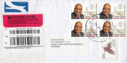 3786FM- PRESIDENT JACOB ZUMA, FISH EAGLE, STAMPS ON REGISTERED COVER, 2010, SOUTH AFRICA - Briefe U. Dokumente