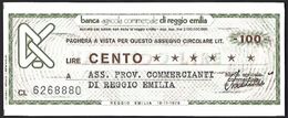 Mini Assegno Banca Agricola Commerciale Di Reggio Emilia £ 100 FDS - [10] Assegni E Miniassegni