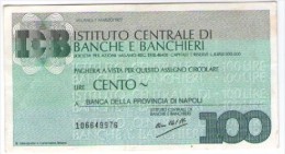 Mini Assegno Istituto Centrale Banche E Banchieri  £ 100 - [10] Cheques Y Mini-cheques
