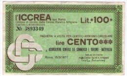 Mini Assegno ICCREA £ 100 - [10] Cheques Y Mini-cheques