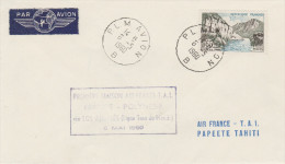 1er Vol Paris Los Angeles Papeete - 1960 Air France - Erstflug Inaugural Flight Primo Volo - Tahiti - PLM Avion B - Cartas & Documentos