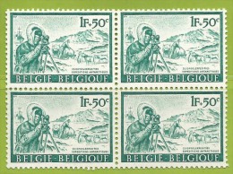 Belgique 1966 1391 ** Bloc De 4 Expéditions Antarctiques Relevés Géodésiques Chiens Traîneau  Zuidpoolexpedities - Antarctische Expedities