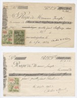 Belgique, Belgie, 1932, 2 Documents, Taxes Fiscales, Timbres Fiscaux, 0,10, 2A,5F, 0,20 ,lion, Reçu, ,chauffage, Charbon - Documents