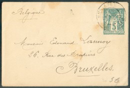 E.P. Enveloppe 5 Centimes SAGE Obl. Dc MUSTAPHA ALGERIE Vers Bruxelles - 10966 - Sage