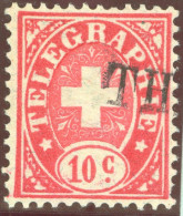 Heimat ZH Th(alweil) 188? Langstempel Auf Telegraphen-Marke 10 C - Telegraafzegels