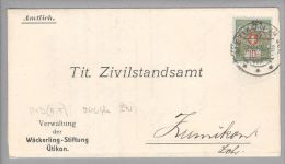 Heimat ZH Uetikon A.S. 1926-07-02 Portofreiheit-Brief Mit Zu#9 Gr#824 10Rp. 500Stk - Vrijstelling Van Portkosten