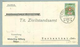 Heimat ZH Uetikon 1926-07-31 Portofreiheit-Brief Mit Zu#10 Gr#824 500Stk Ausgeliefert - Vrijstelling Van Portkosten