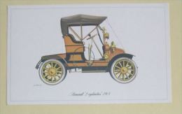 RENAULT 2 CYLINDRES 1908 - HISTORIQUE - FICHE TECHNIQUE - 18,5 X 11,5 Cm - 2 SCANS - Coches