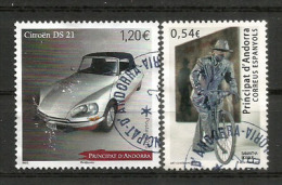 ANDORRA.Le Vélo. Samantha Bosque. Biennale Di Venezia 2013 & La Citroën DS 21. Deux Timbres Oblitérés - Used Stamps