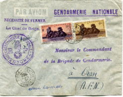 NOUVELLE-CALEDONIE LETTRE PAR AVION AVEC GRIFFE GENDARMERIE NATIONALE DEPART NOUMEA 15 NOV 1950 POUR L'ALGERIE - Cartas & Documentos