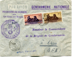 NOUVELLE-CALEDONIE LETTRE PAR AVION AVEC GRIFFE GENDARMERIE NATIONALE DEPART NOUMEA 15 NOV 1950 POUR L'ALGERIE - Storia Postale