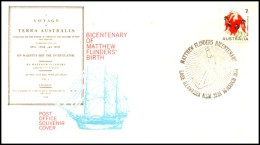 Australia, 1974, Ships, Matthew Flinder's Birth Bicentenary, Voyage, Lake Illawarra, Souvenir Cover. - Brieven En Documenten