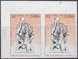 1993.110 CUBA 1993 PROOF IMPERFORATED MNH. CENTENARIO DE LA MUERTE PIOTR LLICH TCHAIKOVSKY. BALLET. NO GUM. PAIR 2. - Unused Stamps