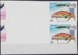 1994.152 CUBA 1994 PROOF IMPERFORATED MNH. FAUNA DEL CARIBE. CANGREJOS. CRABS. PAIR 2. - Unused Stamps