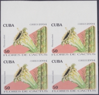1994.162 CUBA 1994 PROOF IMPERFORATED MNH. FLORES DE CACTUS. FLOWERS OF CACTUS. BLOCK 4. - Unused Stamps