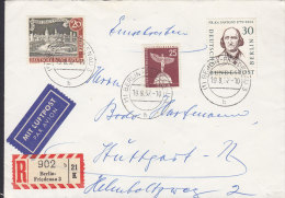 BERLIN 147, 159, 170 MiF ( Mit PF 159 V) Auf Luftpost-R-Brief Mit Stempel: Berlin-Friedenau 19.8.1957 - Lettres & Documents