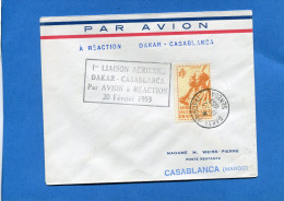 MARCOPHILIE--lettre Sénégal-DAKAR -cad 1953+cachet 1ère Liaison Aérienne DAKAR-CASABLANCA - Brieven En Documenten