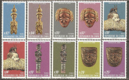 Zaire 1977 Mi# 522-531 ** MNH - Wood Carving And Masks - Neufs